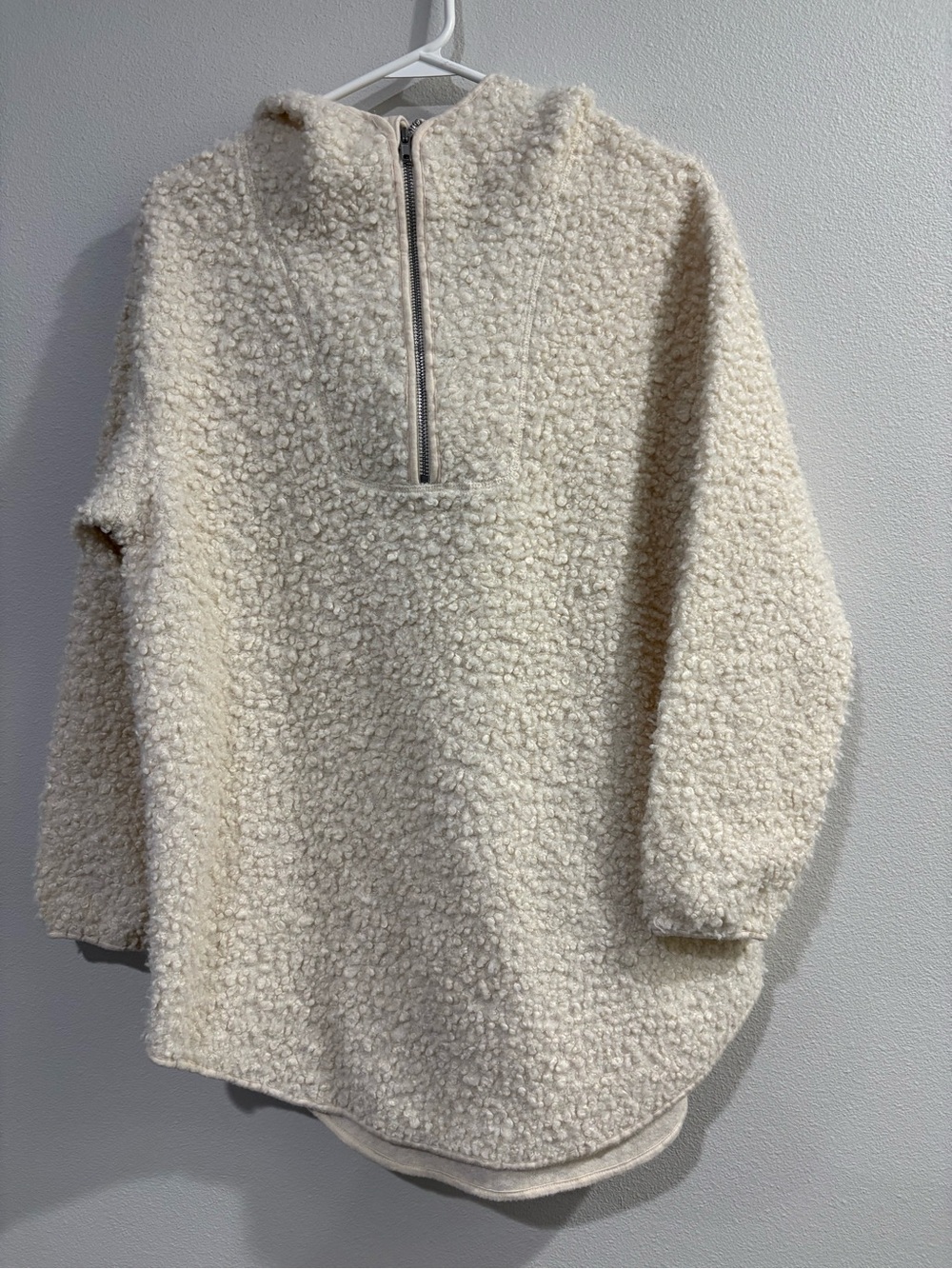 H&M Cream Sherpa Half-Zip Turtleneck Pullover
